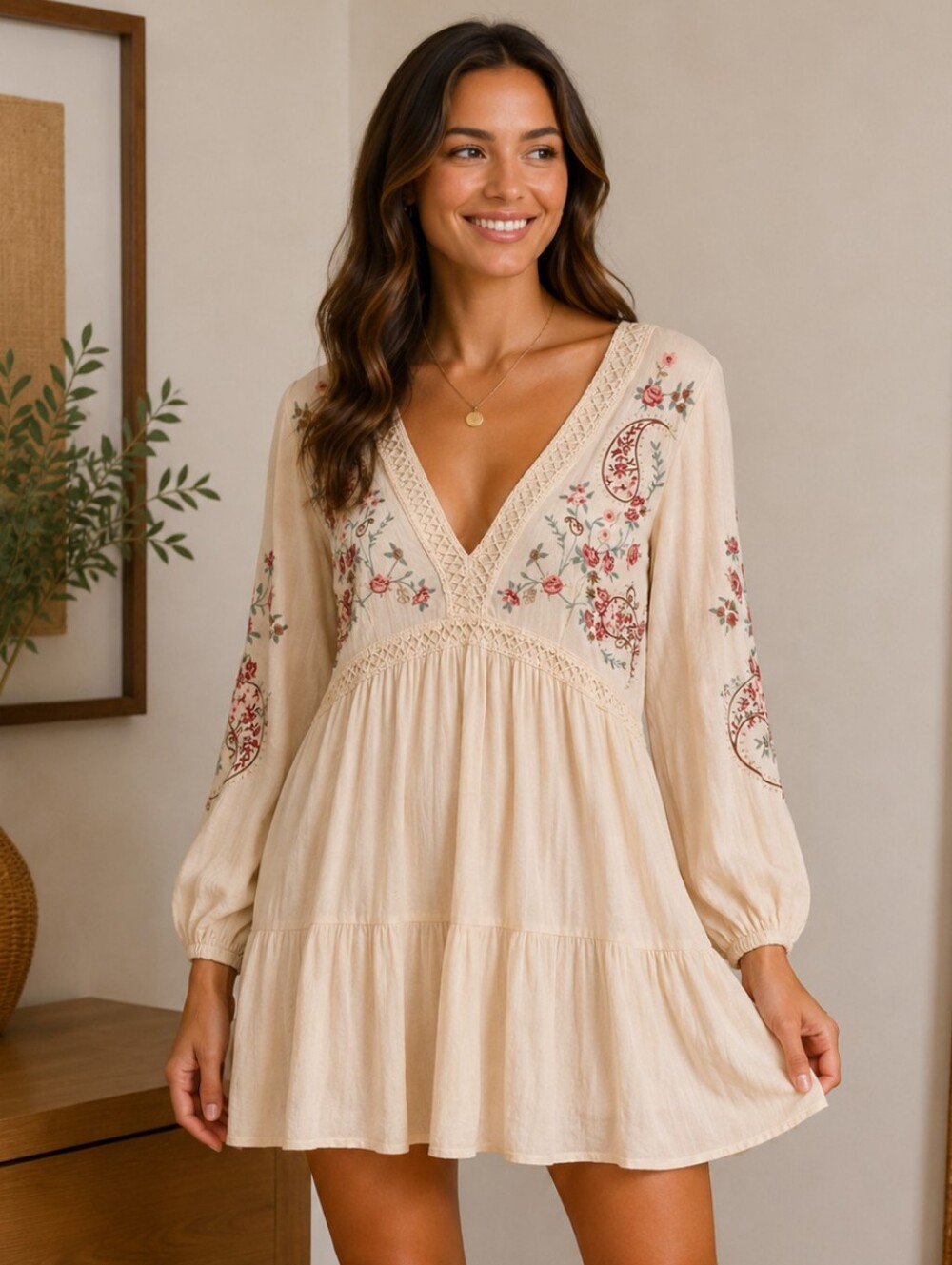 Audrey Parks By Francesca's Embroidered Boho Dress 1X Excellent Condition